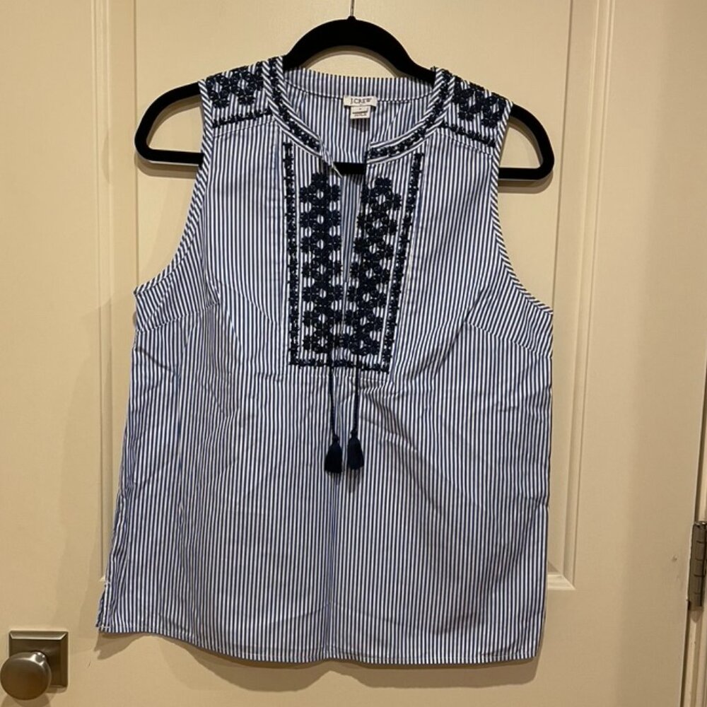 J.Crew Embroidered Striped Blouse